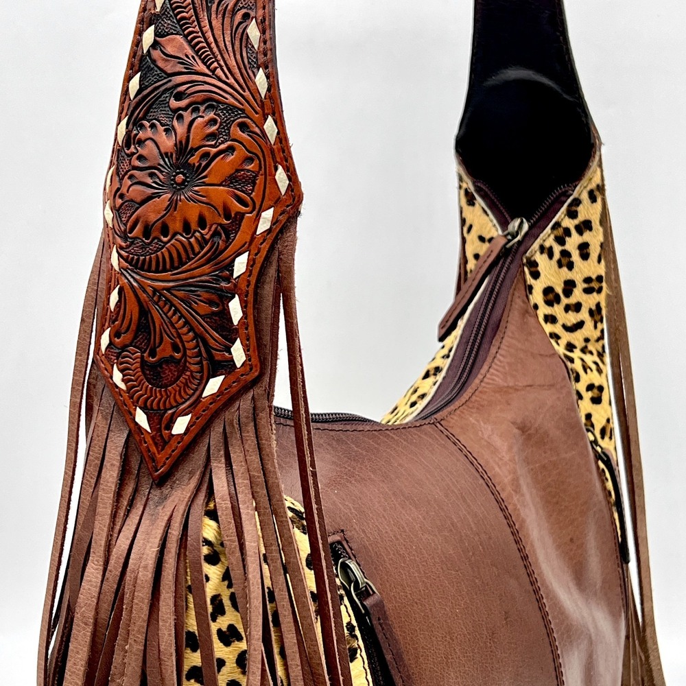 AD American Darling Tooled Cheetah Cowhide/Leather Western Conceal Bag $259 MSRP - Picture 7 of 16